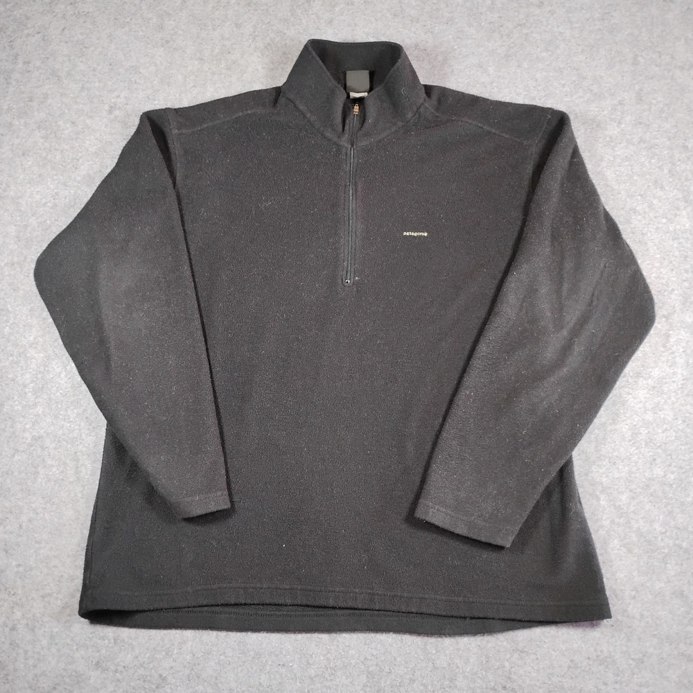 Vintage Patagonia Capilene Mens XXL Black Fleece 1/4 Zip Pullover Mock Neck